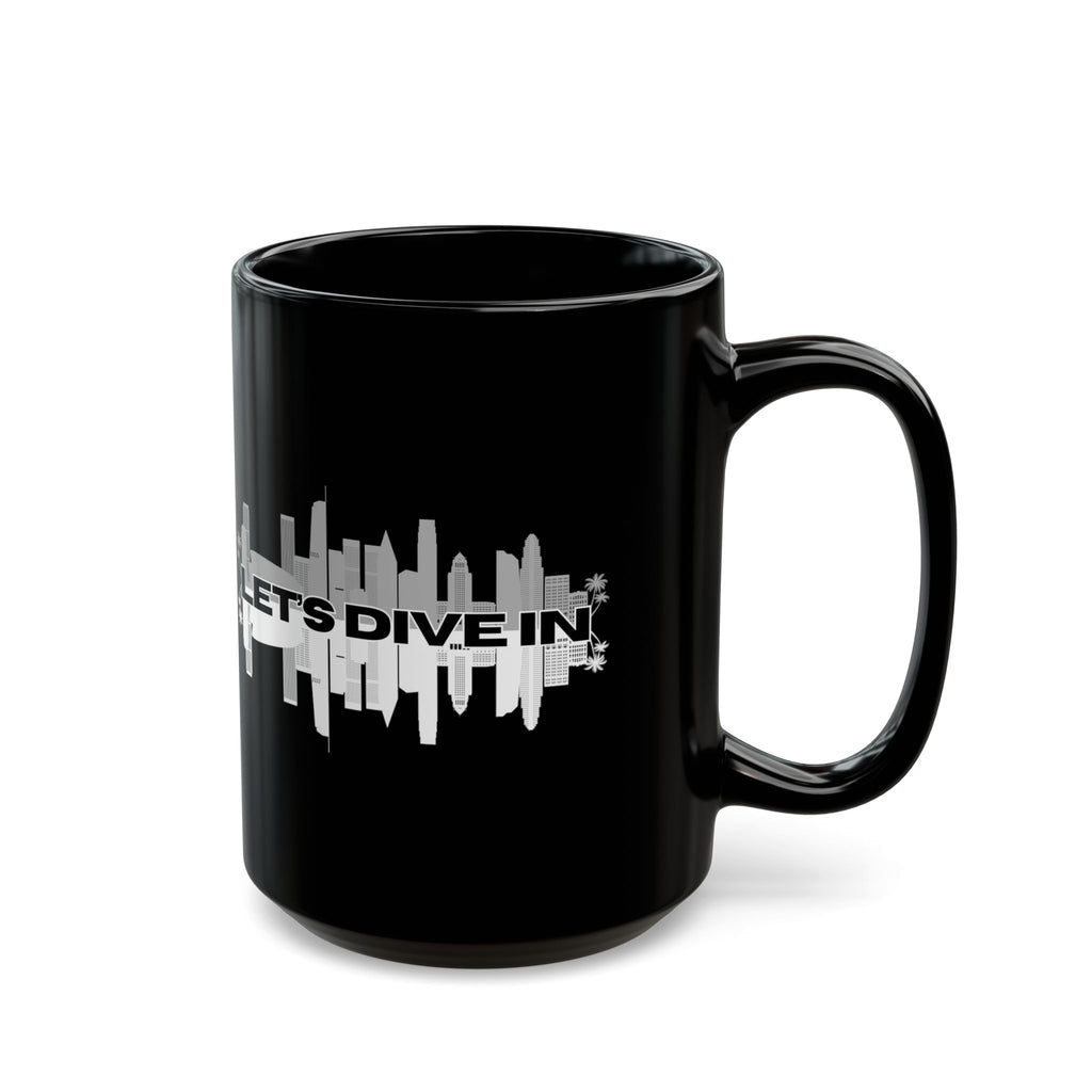 "Let’s Dive In" LA Skyline Mug Black by Tyler Neale Shop