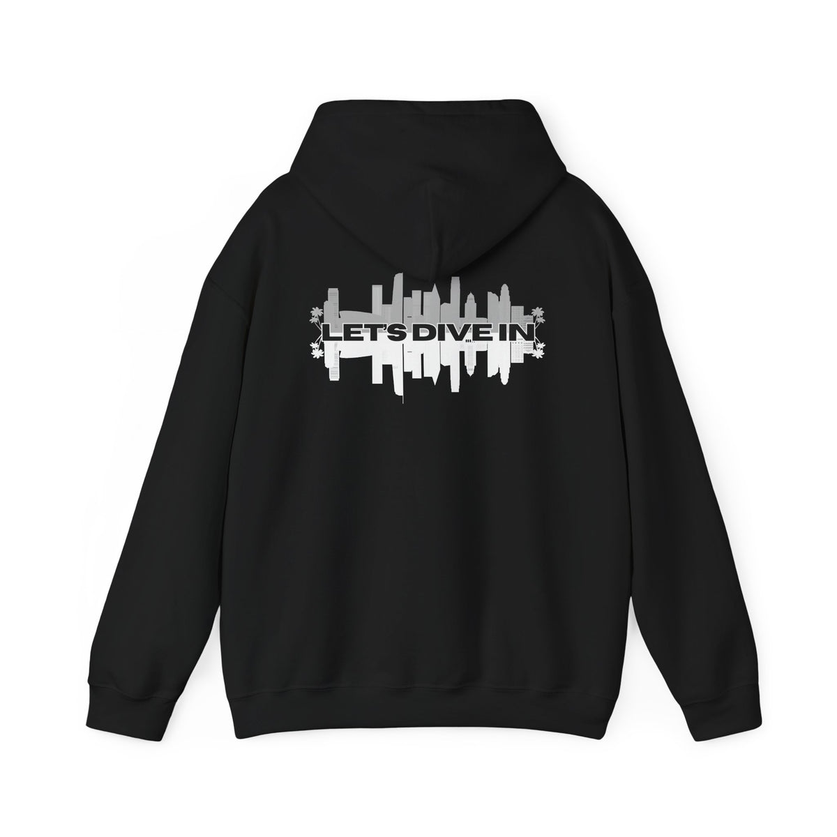 "Let’s Dive In" LA Skyline Lightweight Hoodie Black by Tyler Neale Shop