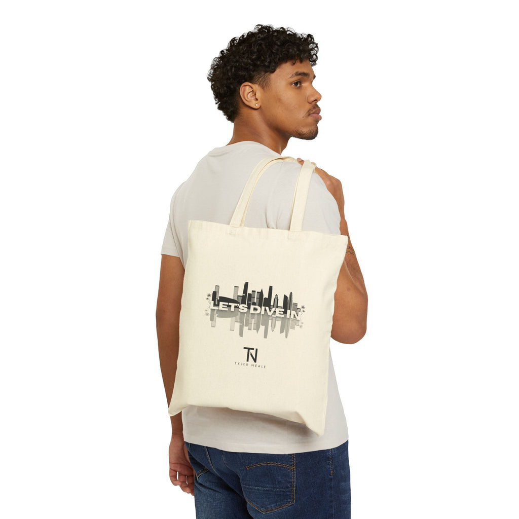 "Let’s Dive In" LA Skyline Canvas Tote Sand by Tyler Neale Shop