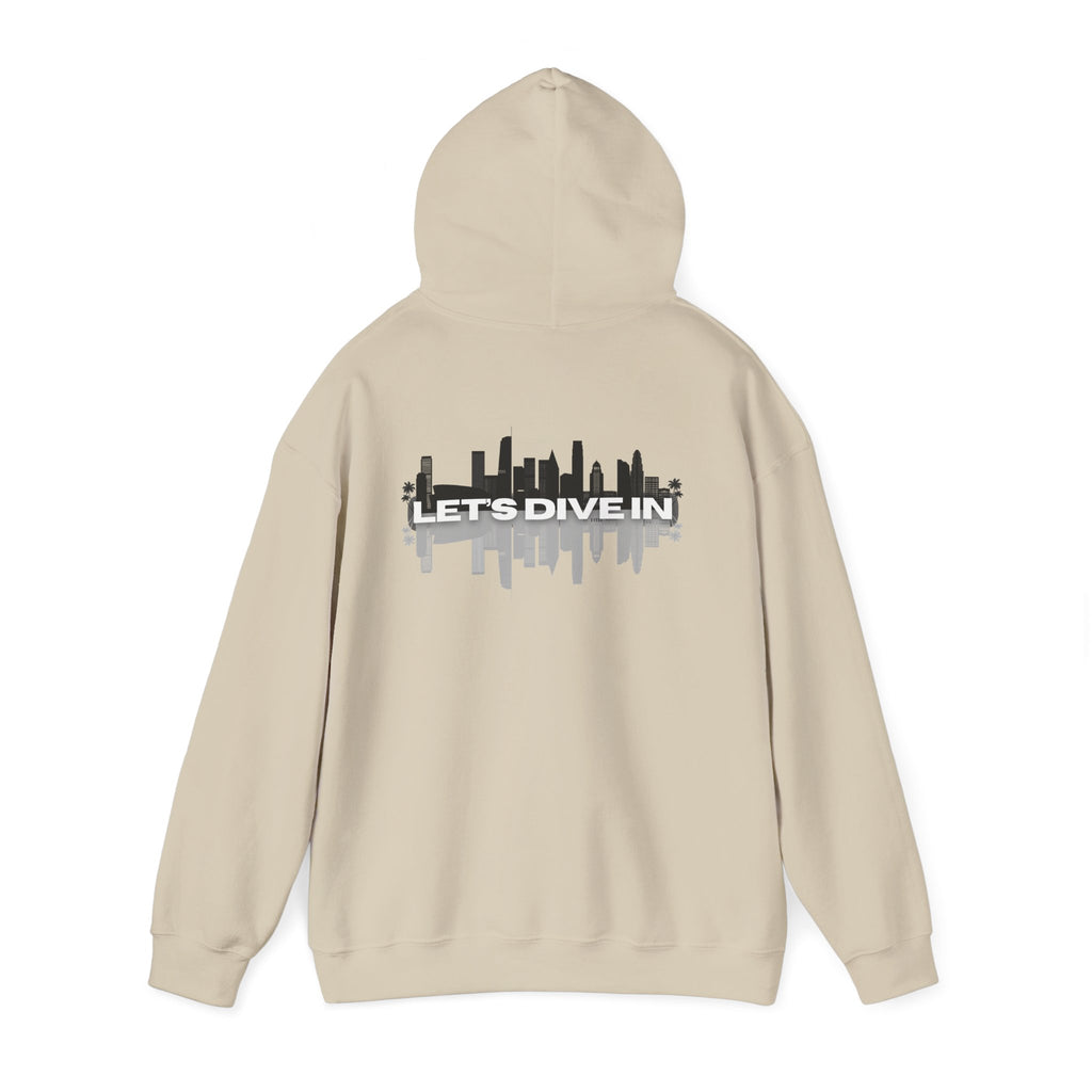 "Let’s Dive In" LA Skyline Lightweight Hoodie Sand by Tyler Neale Shop