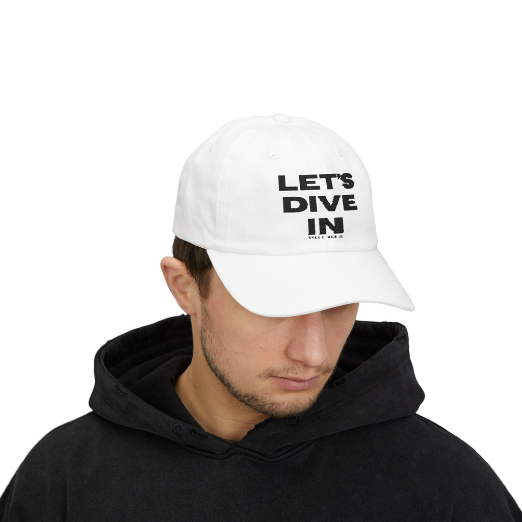 "Let's Dive In" Embroidered Hat White by Tyler Neale Shop
