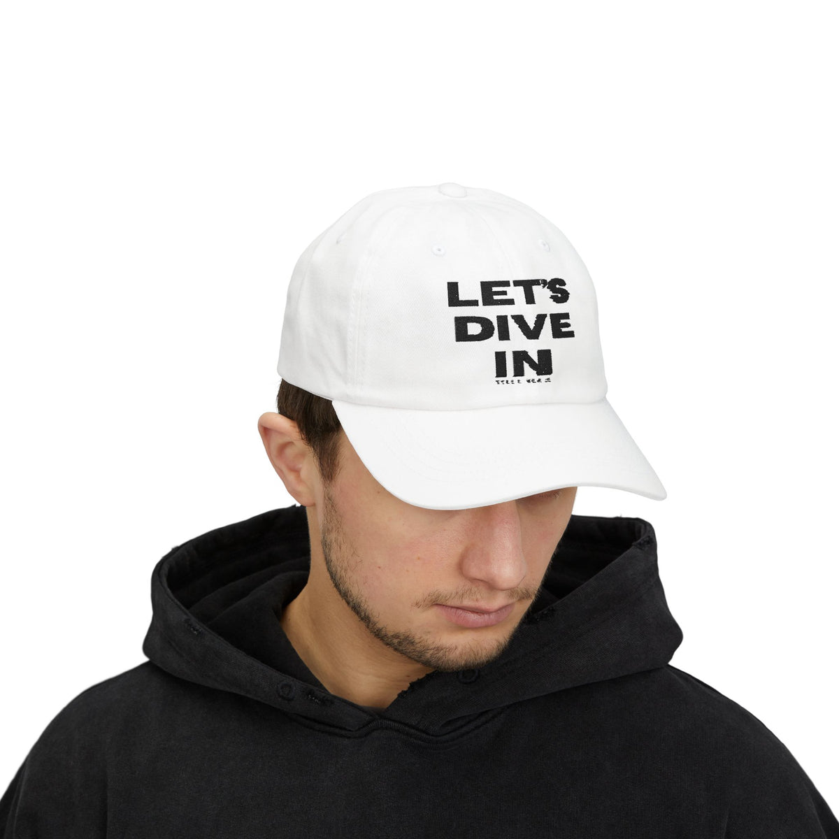 "Let's Dive In" Embroidered Hat White by Tyler Neale Shop