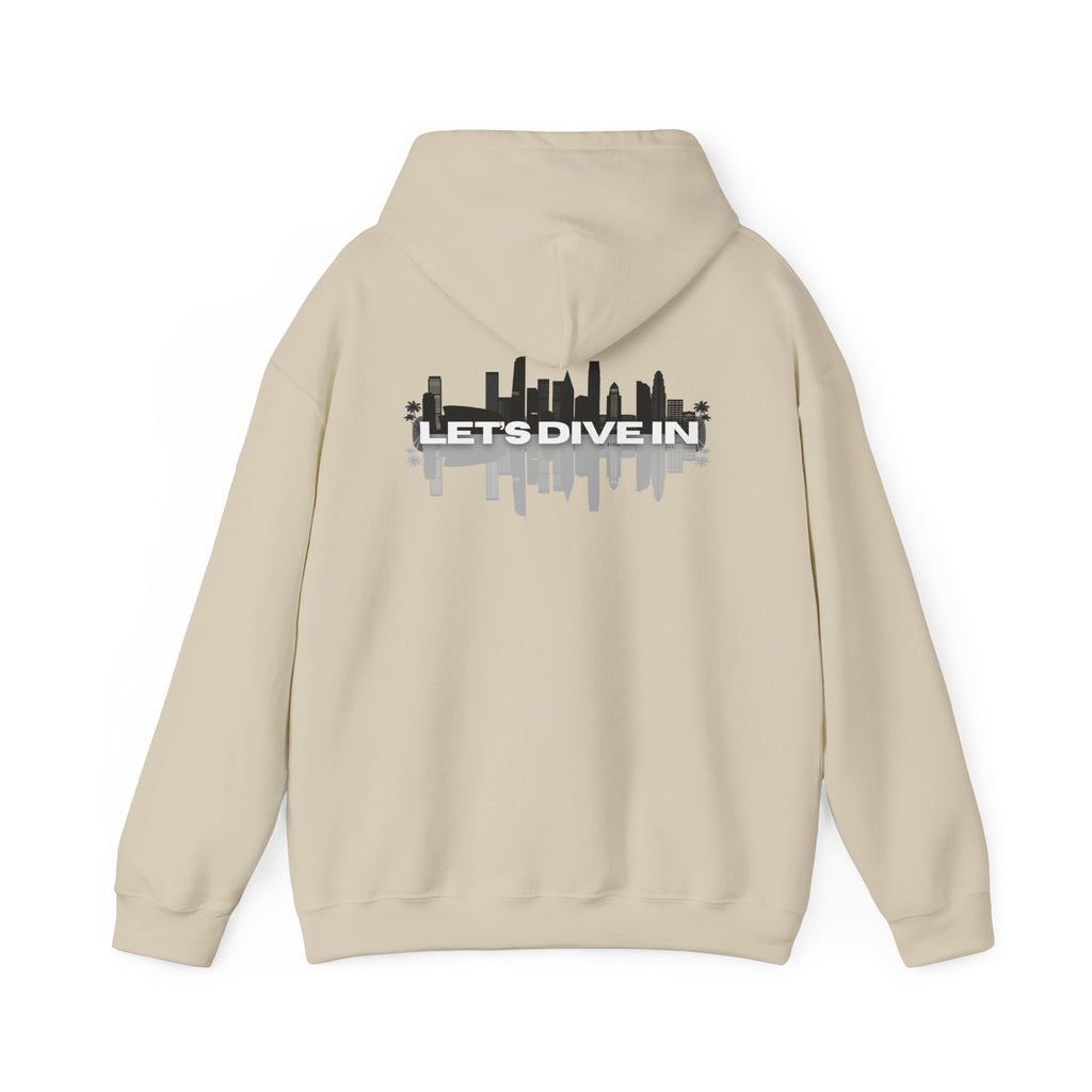 "Let’s Dive In" LA Skyline Lightweight Hoodie Sand by Tyler Neale Shop