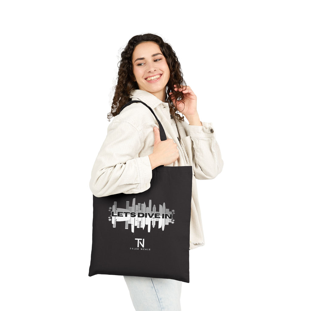 "Let’s Dive In" LA Skyline Canvas Tote Black by Tyler Neale Shop