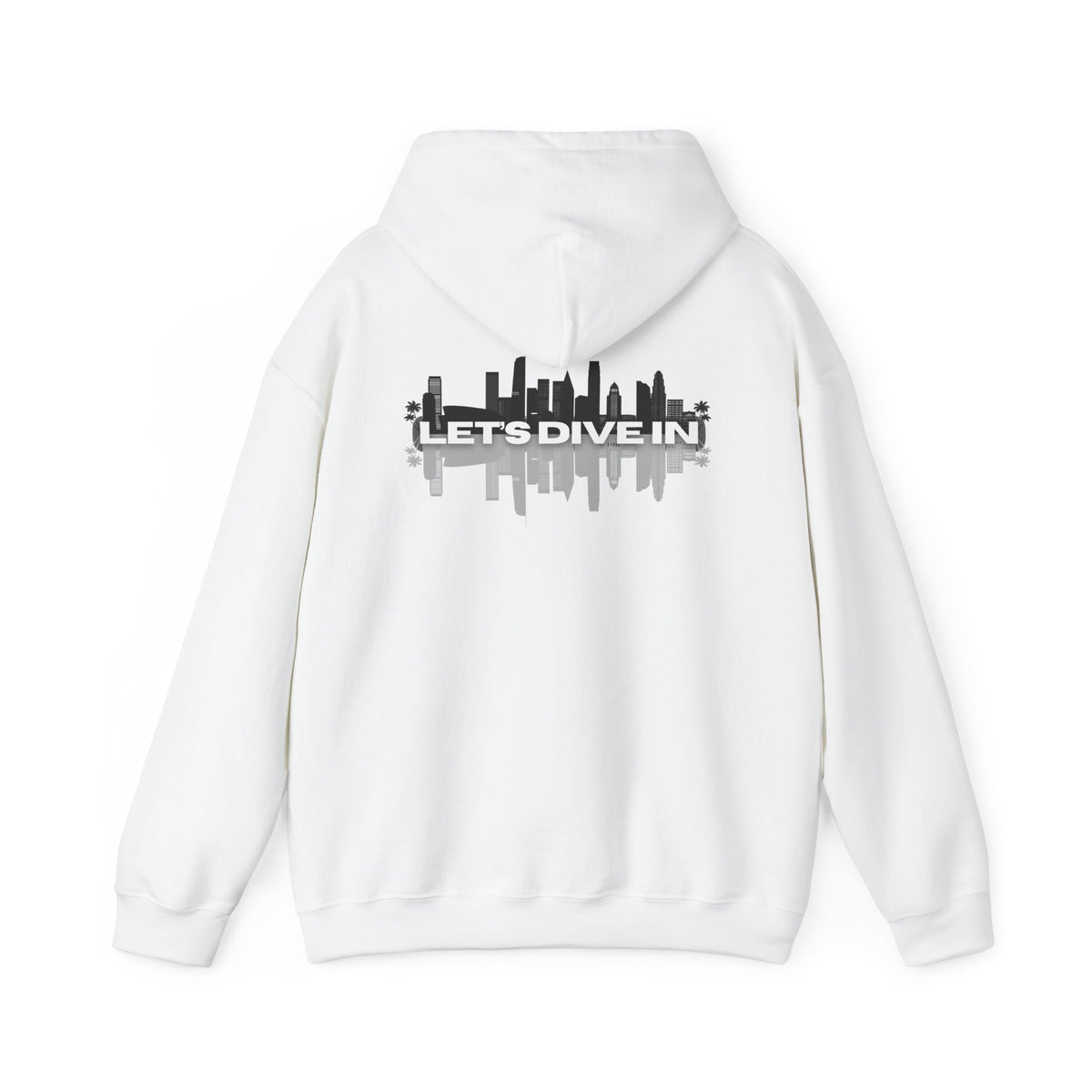 "Let’s Dive In" LA Skyline Lightweight Hoodie White by Tyler Neale Shop