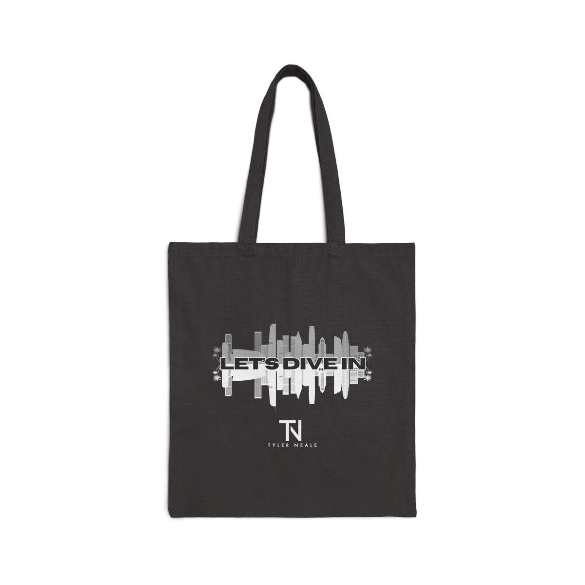 "Let’s Dive In" LA Skyline Canvas Tote Black by Tyler Neale Shop