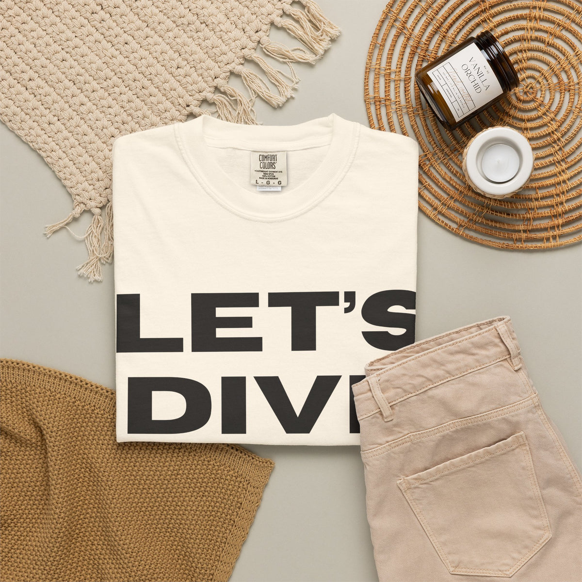 "Let's Dive In" T-Shirt Ivory by Tyler Neale Shop