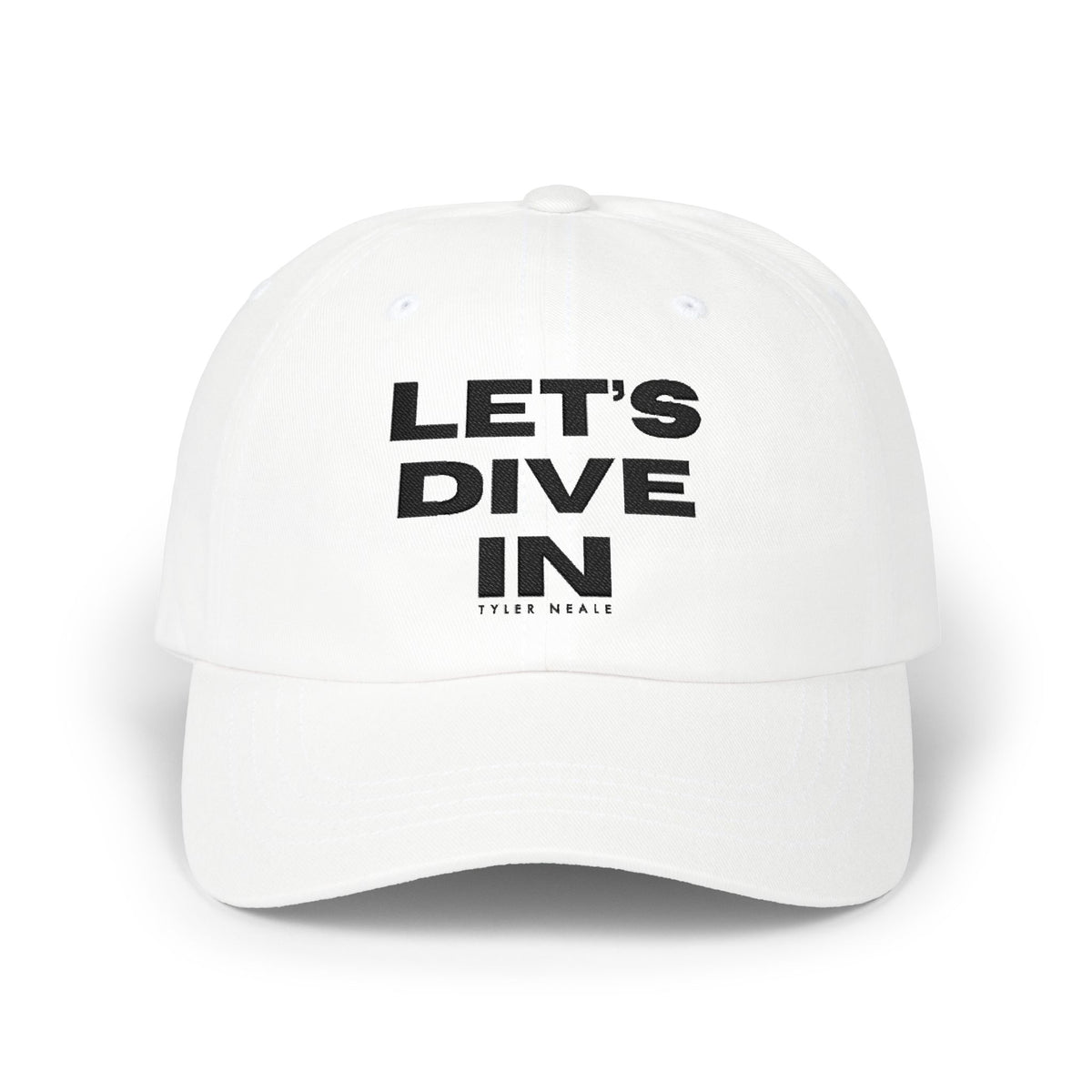 "Let's Dive In" Embroidered Hat White by Tyler Neale Shop