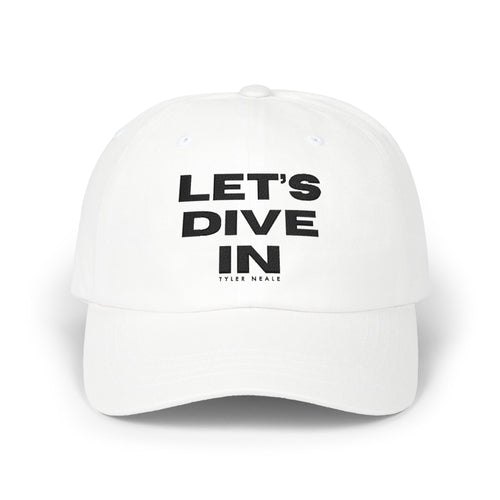 "Let's Dive In" Embroidered Hat White by Tyler Neale Shop