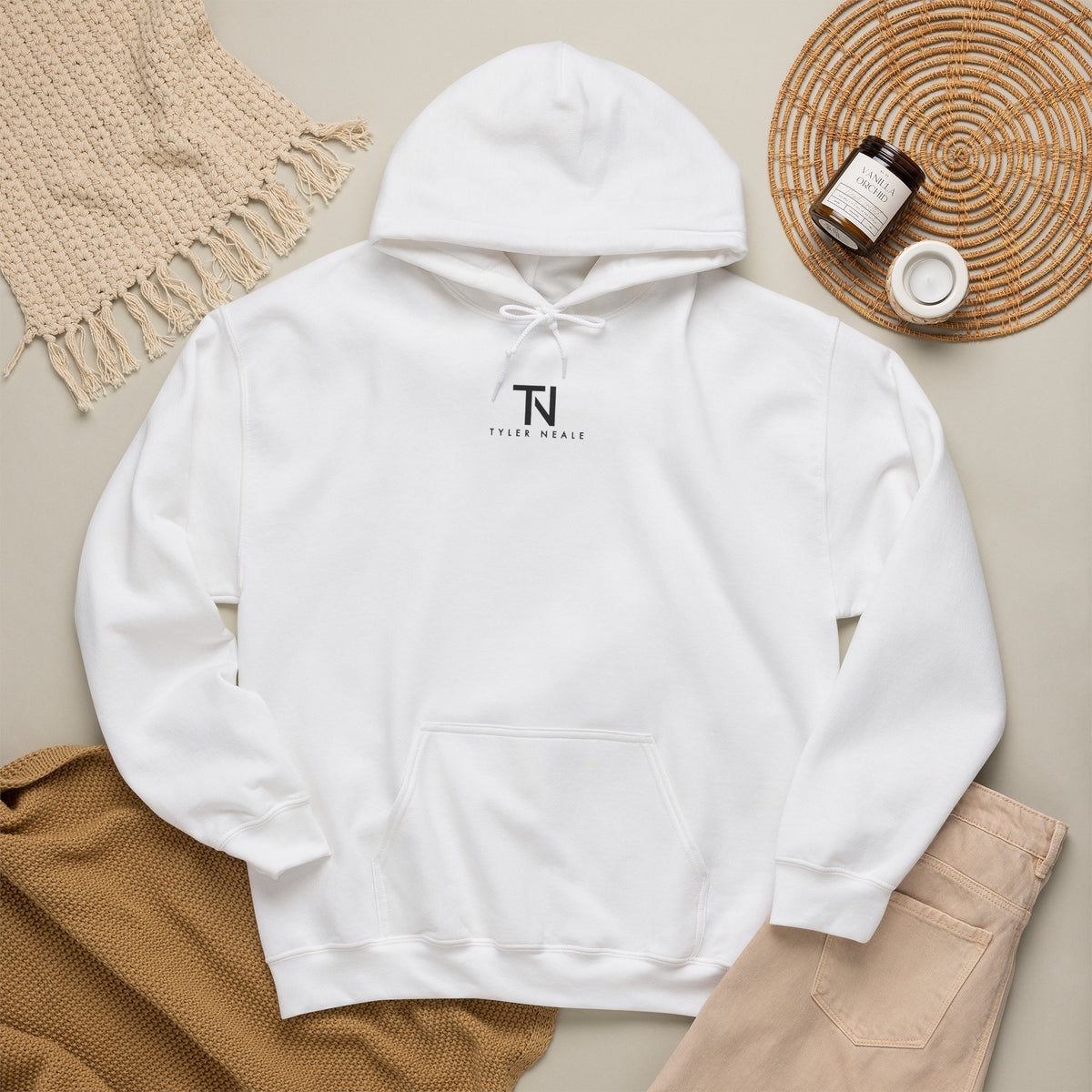 "Let’s Dive In" LA Skyline Lightweight Hoodie White by Tyler Neale Shop