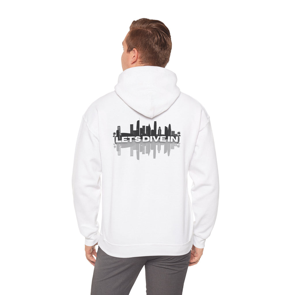 "Let’s Dive In" LA Skyline Lightweight Hoodie White by Tyler Neale Shop
