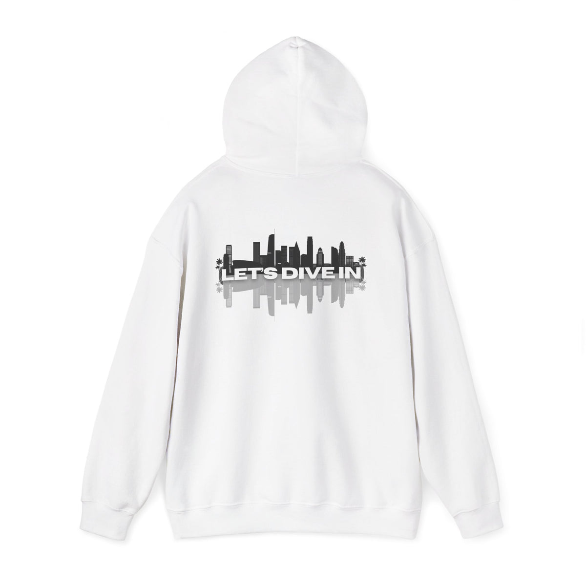 "Let’s Dive In" LA Skyline Lightweight Hoodie White by Tyler Neale Shop