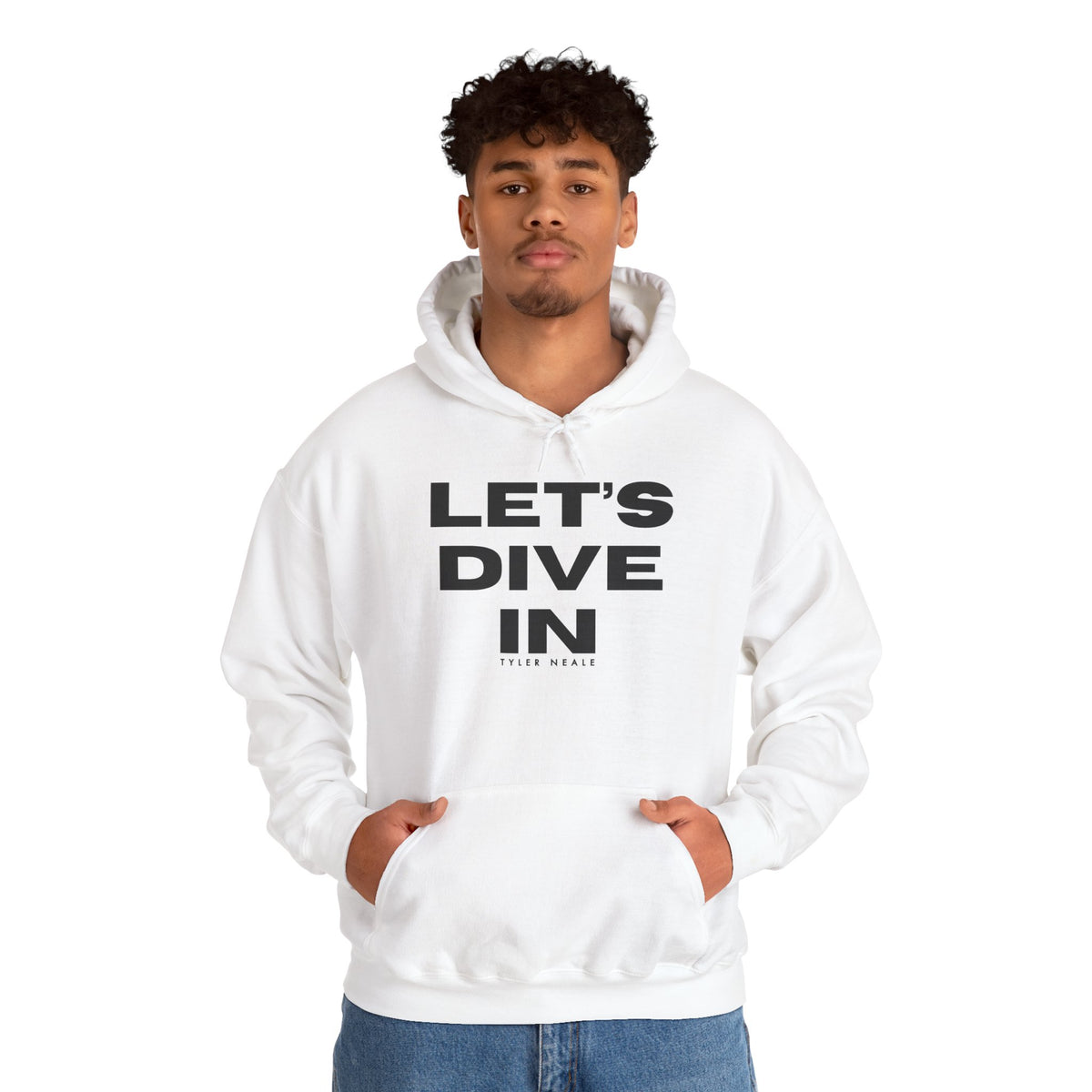 "Let’s Dive In" Lightweight Hoodie White by Tyler Neale Shop