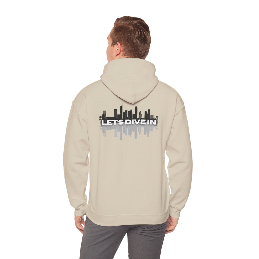"Let’s Dive In" LA Skyline Lightweight Hoodie Sand by Tyler Neale Shop