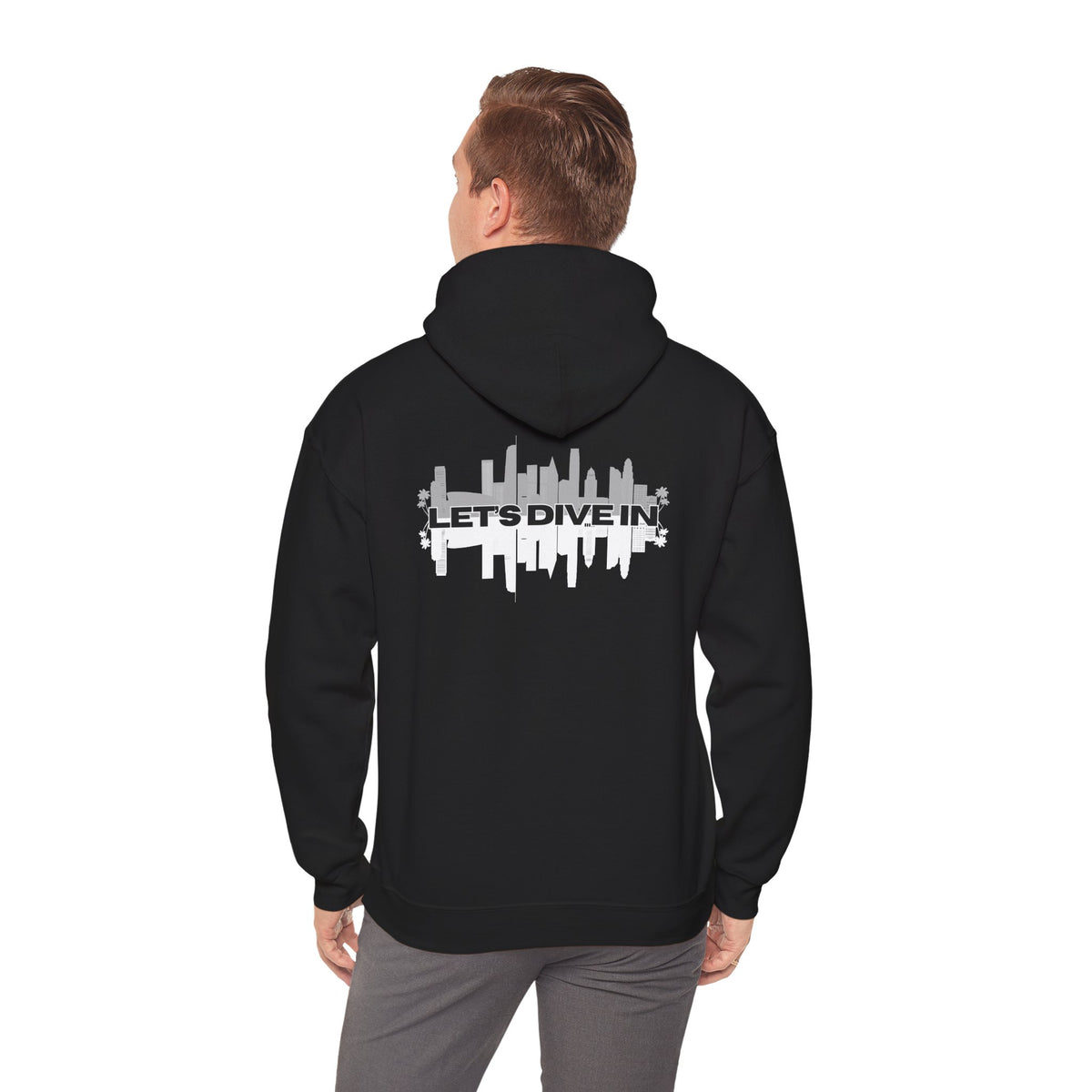 "Let’s Dive In" LA Skyline Lightweight Hoodie Black by Tyler Neale Shop